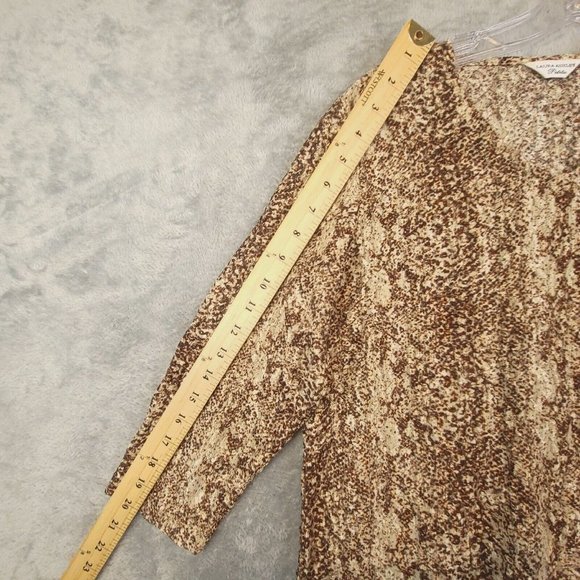 Laura Ashley Womens Blouse Top Shirt Brown Pullover V Neck Printed 3/4 Sleeve PM - Picture 5 of 10